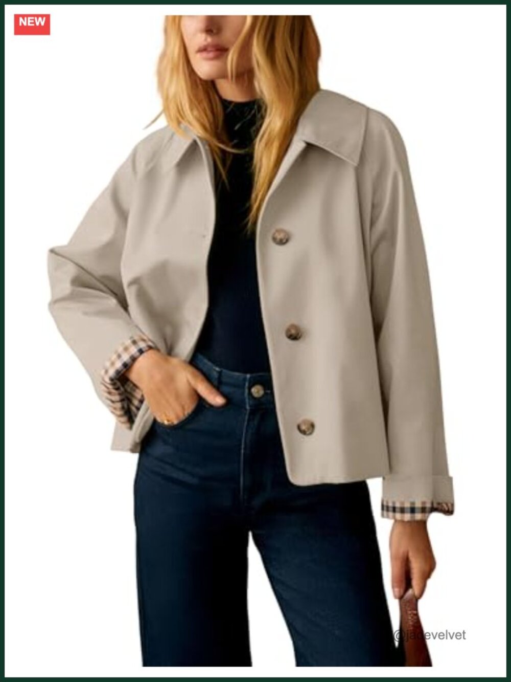 Women's Lightweight Trench Jacket with Plaid Lining